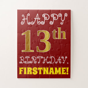 Rouge, Faux Gold 13e anniversaire + Puzzle de nom