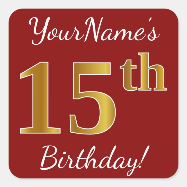 Rouge, Faux Gold 15e anniversaire + Autocollant de (Devant)