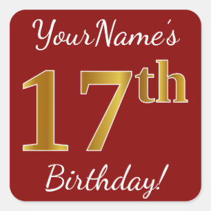 Rouge, Faux Gold 17e anniversaire + Autocollant de