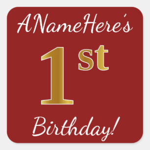 Rouge, Faux Gold 1er Anniversaire + Autocollant de