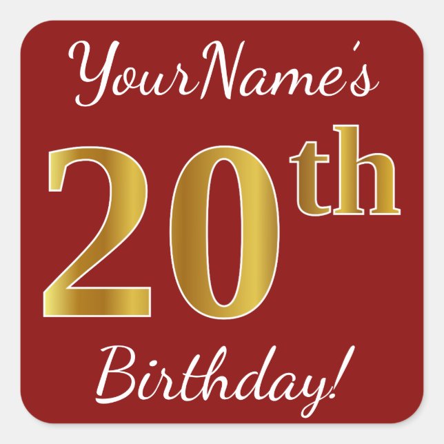 Rouge, Faux Gold 20e anniversaire + Autocollant de (Devant)