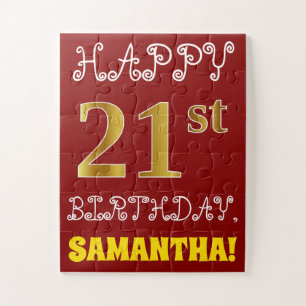 Rouge, Faux Gold 21e anniversaire + Puzzle de nom 
