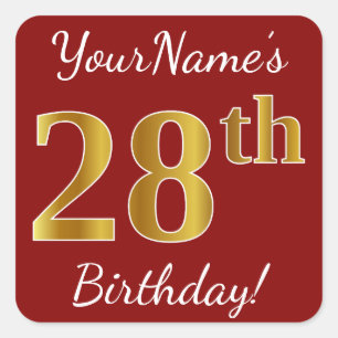 Rouge, Faux Gold 28e anniversaire + Autocollant de