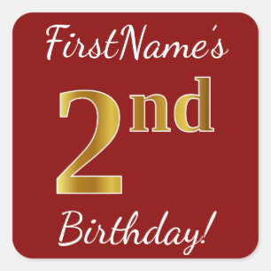 Rouge, Faux Gold 2e anniversaire + Autocollant de 