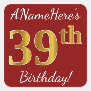 Rouge, Faux Gold 39e anniversaire + Autocollant de