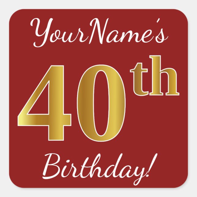 Rouge, Faux Gold 40e anniversaire + Autocollant de (Devant)