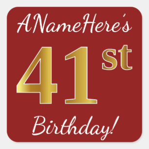 Rouge, Faux Gold 41e Anniversaire + Autocollant de