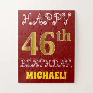Rouge, Faux Gold 46e anniversaire + Puzzle de nom 