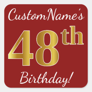 Rouge, Faux Gold 48e anniversaire + Autocollant de