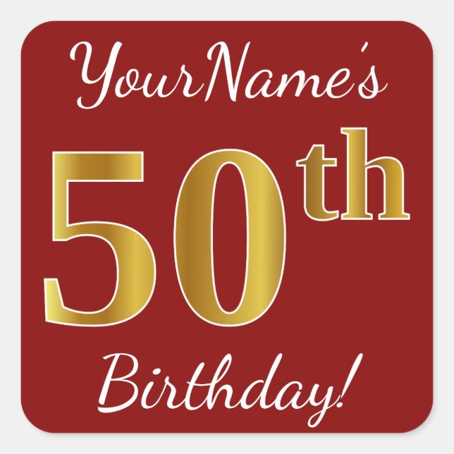 Rouge, Faux Gold 50e anniversaire + Autocollant de (Devant)