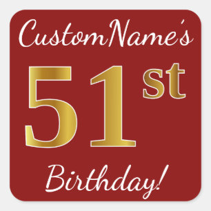 Rouge, Faux Gold 51e Anniversaire + Autocollant de