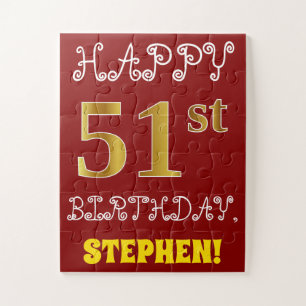 Rouge, Faux Gold 51e anniversaire + Puzzle de nom 
