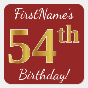 Rouge, Faux Gold 54e Anniversaire + Autocollant de
