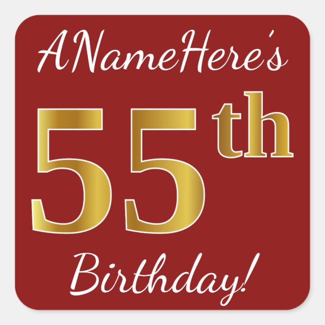 Rouge, Faux Gold 55e anniversaire + Autocollant de (Devant)