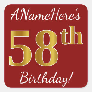 Rouge, Faux Gold 58e anniversaire + Autocollant de