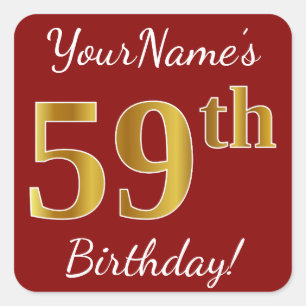 Rouge, Faux Gold 59e anniversaire + Autocollant de