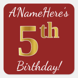 Rouge, Faux Gold 5e anniversaire + Autocollant de 