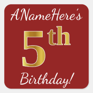Rouge, Faux Gold 5e anniversaire + Autocollant de 