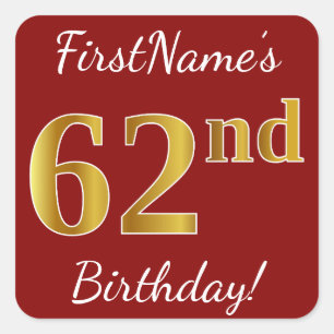 Rouge, Faux Gold 62e anniversaire + Autocollant de