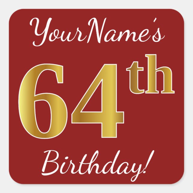 Rouge, Faux Gold 64e anniversaire + Autocollant de (Devant)
