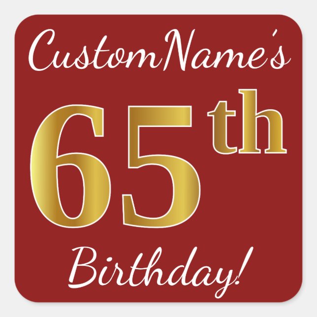 Rouge, Faux Gold 65e anniversaire + Autocollant de (Devant)