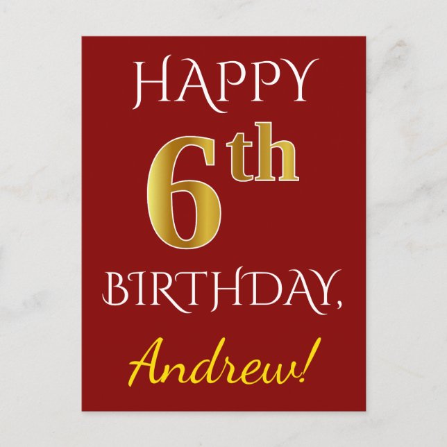 Rouge, Faux Gold 6e anniversaire + Carte postale N (Devant)