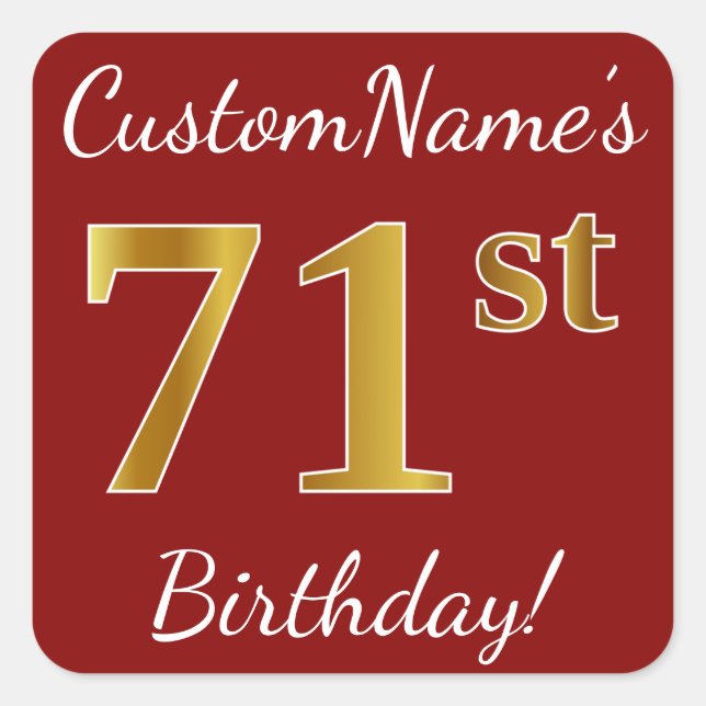 Rouge, Faux Gold 71e anniversaire + Autocollant de (Devant)