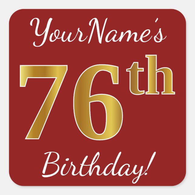 Rouge, Faux Gold 76e anniversaire + Autocollant de (Devant)