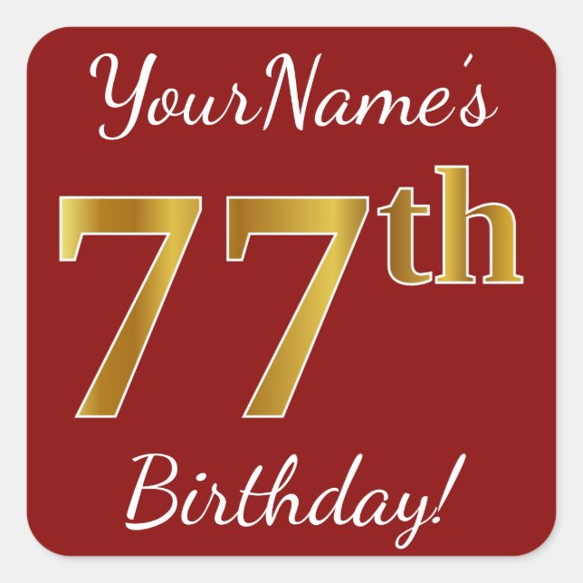 Rouge, Faux Gold 77e anniversaire + Autocollant de (Devant)