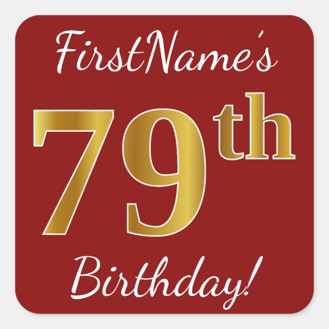 Rouge, Faux Gold 79e anniversaire + Autocollant de (Devant)
