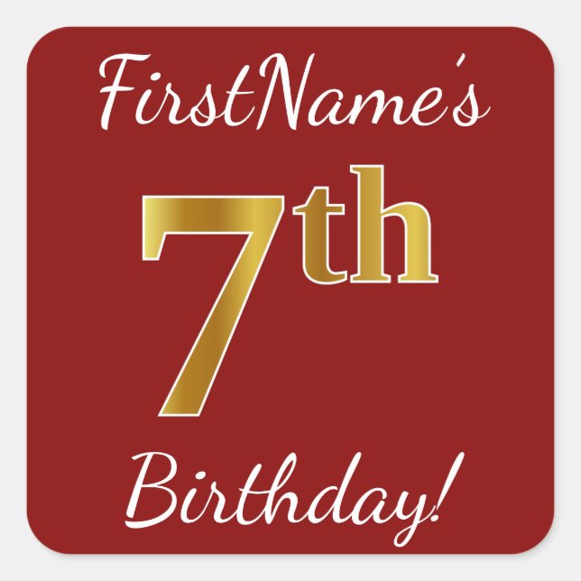 Rouge, Faux Gold 7e anniversaire + Autocollant de  (Devant)