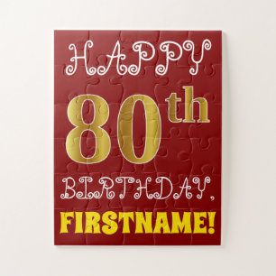 Rouge, Faux Gold 80e anniversaire + Puzzle de nom 