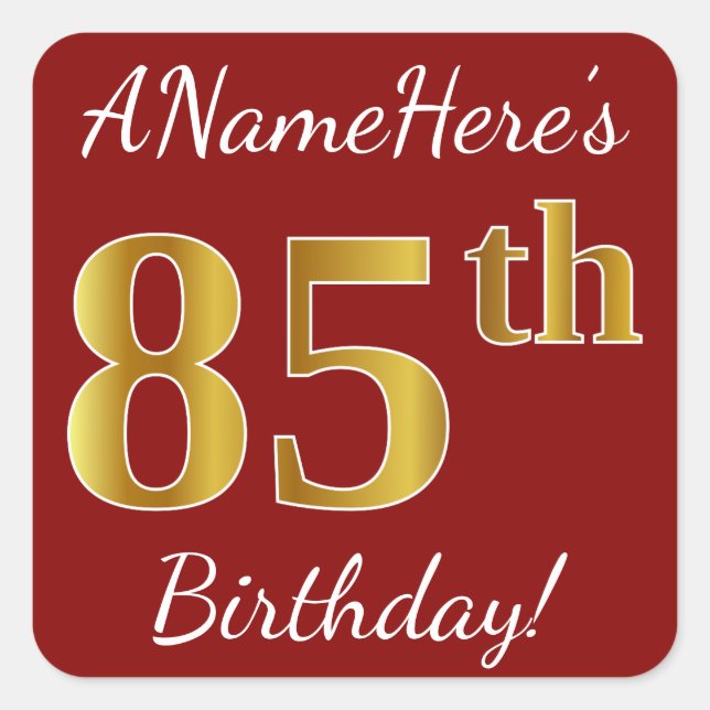 Rouge, Faux Gold 85e anniversaire + Autocollant de (Devant)