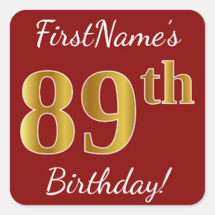 Rouge, Faux Gold 89e anniversaire + Autocollant de