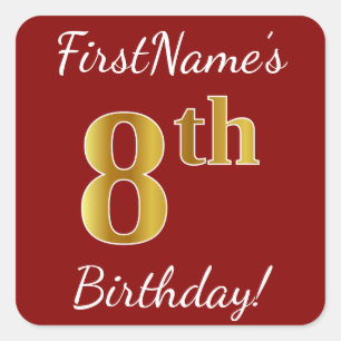 Rouge, Faux Gold 8e anniversaire + Autocollant de 