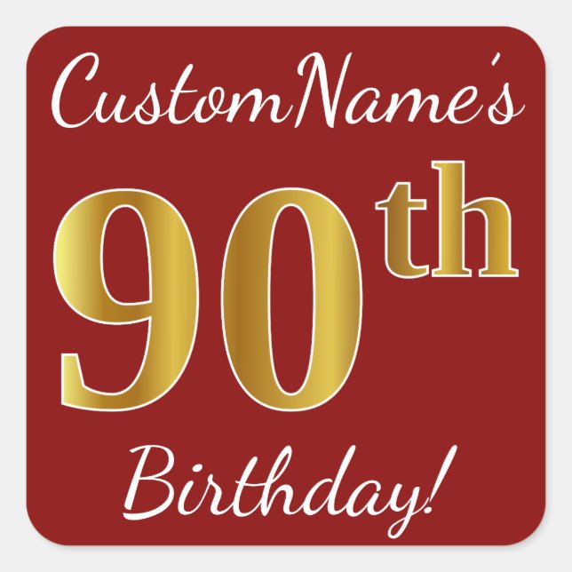 Rouge, Faux Gold 90e anniversaire + Autocollant de (Devant)