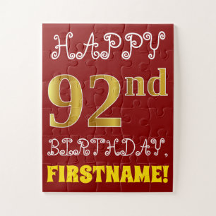 Rouge, Faux Gold 92e anniversaire + Puzzle de nom 