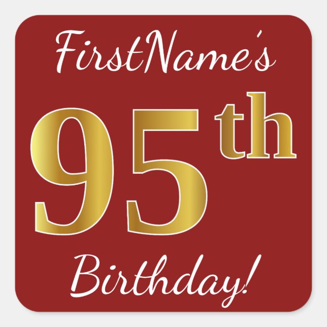 Rouge, Faux Gold 95e anniversaire + Autocollant de (Devant)