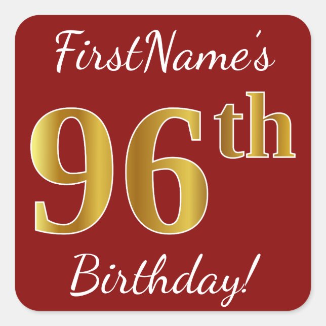 Rouge, Faux Gold 96e anniversaire + Autocollant de (Devant)
