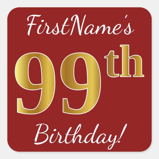 Rouge, Faux Gold 99e anniversaire + Autocollant de (Devant)