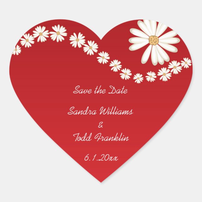 Rouge Floral Enregistrer le sticker de date (Devant)