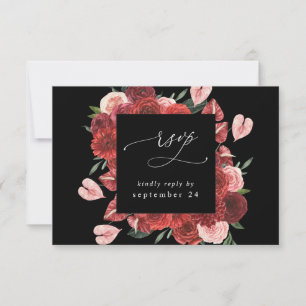 Rouge Floral Noir avec Repas RSVP