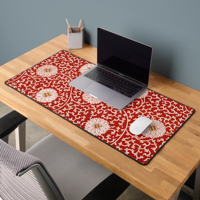 Rouge Floral Vibrant Ornate Classé Motif (Bureau 2)