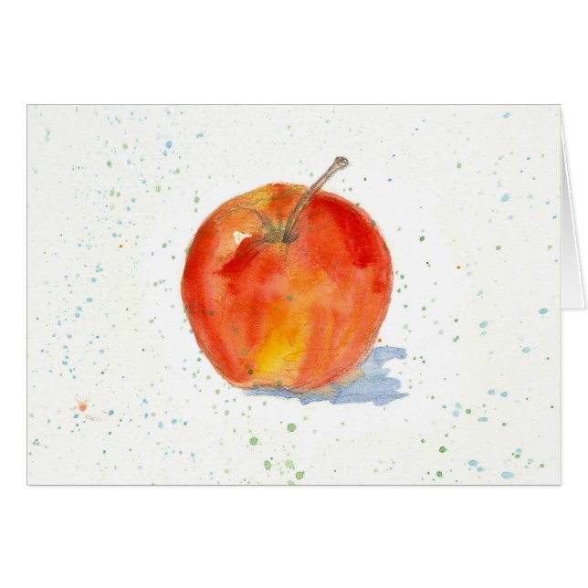 Rouge Gala Pomme Fruit Aquarelle Peinture Art Blan (Devant Horizontal)
