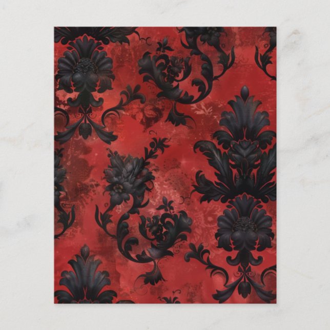 Rouge gothique Grunge Floral Papier à papier (Devant)