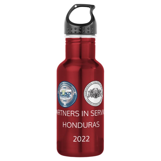 Rouge Honduras Mission Voyage bouteille d'eau (Devant)