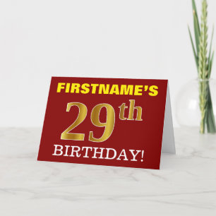 Rouge, Imitation Or "29e anniversaire" Carte d'ann