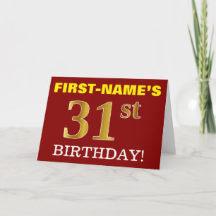 Rouge, Imitation Or "31ème anniversaire" Carte d'a