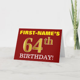 Rouge, Imitation Or "64e anniversaire" Carte d'ann