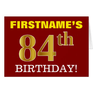 Rouge, Imitation Or "84e anniversaire" Carte d'ann